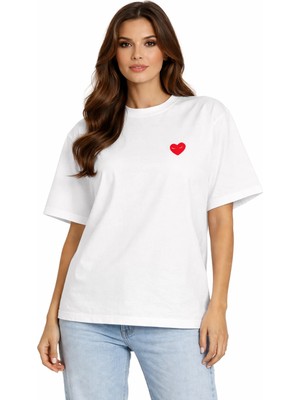 Unisex Kadın Erkek Comme Kızgın Ön Baskılı Oversize Kalın Kumaş Rahat Kesim Pamuklu T-Shirt