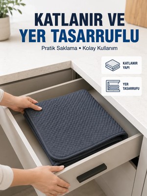 İyisi Olsun Mutfak Için Su Emici Kurutma Matı Bardak, Tabak ve Kase Kurutma Matı