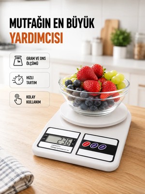 İyisi Olsun Beyaz Plastik Dijital Mutfak Tartısı – 24X16.8X1.5CM