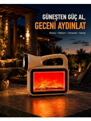 İyisi Olsun Güneş Enerjili Alev Efektli Lamba Cob LED Su Geçirmez Çok Fonksiyonlu