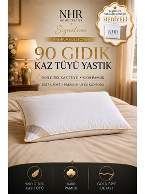 NHR HOME %100 Kaz Tüyü Dolgulu, %90 Gıdık Antibakteriyel, Uyku Yastığı / 50x70 1000gr / 1 Adet
