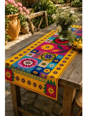 Ays Home Özgün Maksimalist Bohem Desen Dokuma Üst Kalite Runner (45X135 cm )