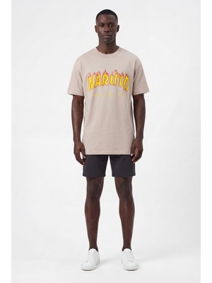 Blow Up Future Gen Naruto Krem Oversize Erkek T-Shirt 141414