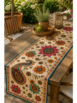 Ays Home Özgün Maksimalist Bohem Desen Dokuma Üst Kalite Runner (45X135 cm )
