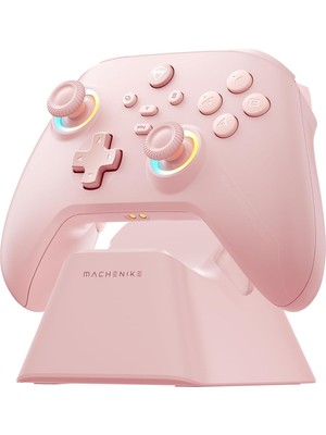 Machenike G3V2 3 Modlu Kablosuz Oyun Kolu Hall Effect Joystick Şarj Standlı Pembe