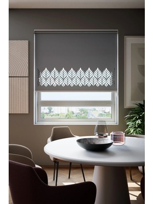 Moontime Alaçatı Lazer Kesim Mat Stor Perde, Lazer Kesimli Modern Serisi, M-181004 Antrasit Renk