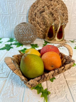 Atbyhome Hasır Rattan Ekmeklik Dikdörtgen Ekmek Sepeti 22x17 cm