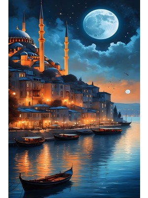 Aden Dijital Dekoratif Manzara Doğa Cami Deniz Dekor Kanvas Tablo