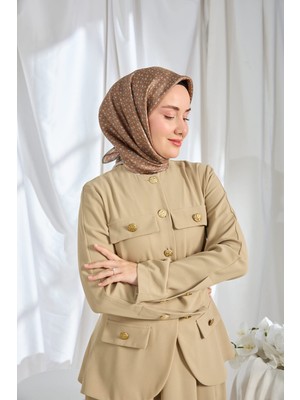 Silk Home Twill Ipek Eşarp Mini Bouquet Kahverengi