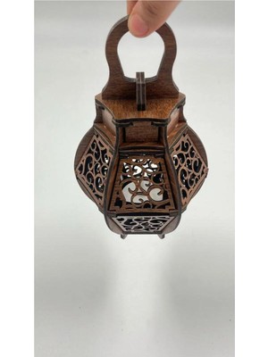 Moontime Alaçatı Ahşap Dekoratif Fener Tealight Mum Uyumlu