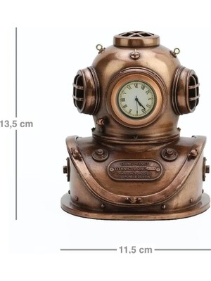 Moontime Alaçatı Dekoratif Steampunk Dalgıç Başlığı Saat, Denizcilik Dalgıç Başlıklı Dekoratif Saat