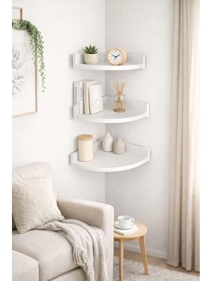 Asitan 3'lü Üçgen Köşe Duvar Raf 31 x 26 x 23