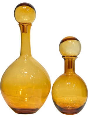 Asitan Amber Top Kapaklı Cam Vazo Seti