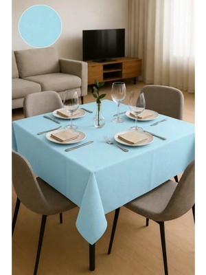 Goccia Home Pamuklu Masa Mutfak Yemek Salon Piknik Bahçe Balkon Otel Cafe Sofra Yılbaşı Pudra Sehpa Örtüsü Mavi