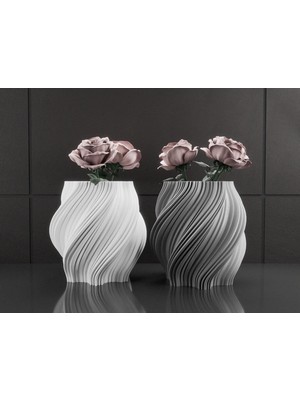 Asitan 3D Baskı Spiral Vazo - Modern ve Minimalist Dekoratif Çiçeklik