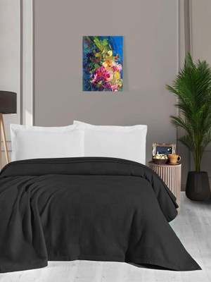 Asitan 220X240 Çift Kişilik Siyah Pike – Modern Kare Desenli, Yumuşak ve Nefes Alabilen Yatak Örtüs�