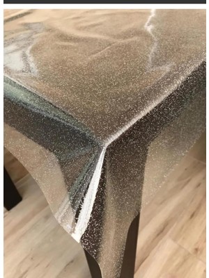 Asitan Şeffaf Simli Pvc Masa Örtüsü, 0.22 mm Kalınlık, 140/160 cm Genişlik