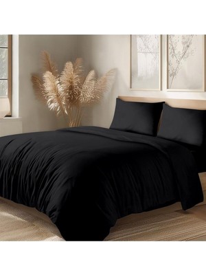 Asitan Organik Pamuk Akfil Nevresim Takımı Çift Kişilik 200X220 cm Siyah Siyah 200 x 220