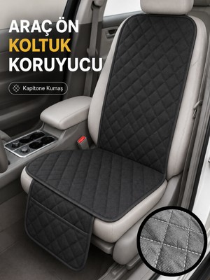 Beylini 2 Adet Oto Ön Koltuk Minderi Koltuk Kılıfı Cepli Lastikli Su Geçirmez Yıkanabilir Kapitone Kumaş Terletmez Universal Çocuk Kedi Köpek Kir Önleyici Kaymaz Set