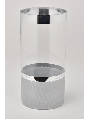 Asitan STCV-158 Vetro Kesme Cam Uzun Vazo Silver, 12X12X25CM