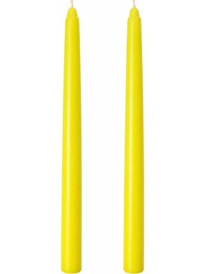 Asitan 2'li Sarı Şamdan Mum Seti 25 cm – Dekoratif Ince Şamdan Mum, Kokusuz Parafin WAX,%100 Pamuk Fi