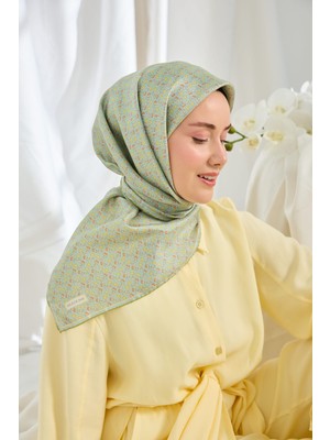 Silk Home Twill Ipek Eşarp Mini Bouquet Mint Yeşil