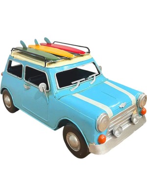 Moontime Alaçatı Biblo | Metal Mini Cooper & 3 Sörf Tahtası | Retro Stilde En Havalı Biblo