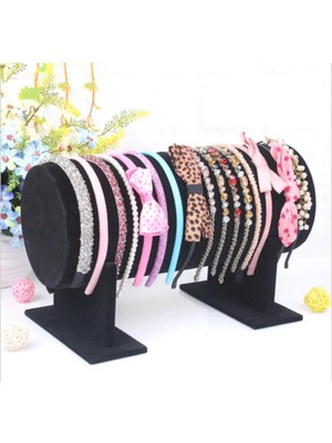 Moontime Alaçatı Yerli Kadife Ayaklı Siyah 40 cm Taç Toka Stand