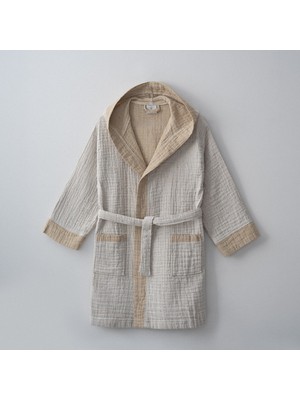 Ecocotton Melinda Çocuk Bornoz Organik Pamuk Müslin Hardal