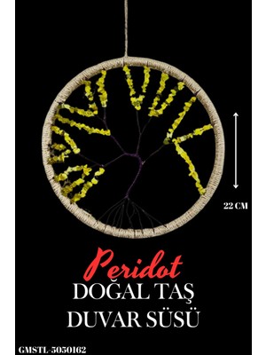 Moontime Alaçatı Sertifikalı Doğal Taş El Yapımı Peridot Taşı Duvar Süsü & Araba Süsü & Kapı Süsü