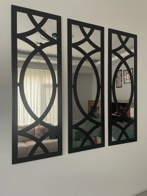 Moontime Alaçatı Dekoratif Geometrik Desenli Ayna Boyalı Hazır Pleksi Aynalı 3 Adet