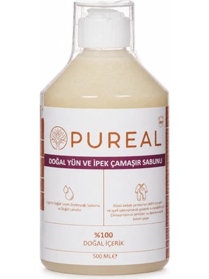 Pureal Doğal Yün, Ipek ve Kaşmir Çamaşır Deterjanı - Lavanta ve Sedir Uçucu Yağlı - 30 Yıkama