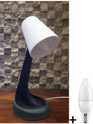 Moontime Alaçatı Antrasit Masa Lambası ve LED Ampul