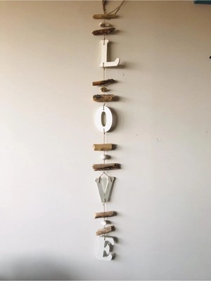 Moontime Alaçatı Ahşap Love Yazısı, Duvar Objesi, Askılı Balkon Süsü