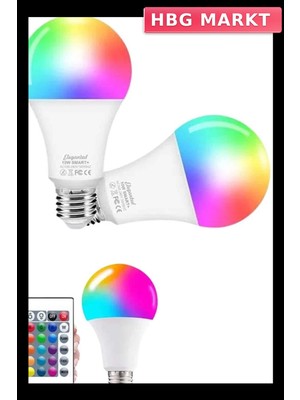 HBG Markt Mey Ithalat® Ayarlanabilir Parlaklık Rgb LED Ampul Beyaz Lamba ve Renkli Ampul
