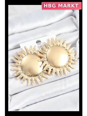 HBG Markt Mey Ithalat® Pirinç Güneş Model Gold Renk Kadın Küpe
