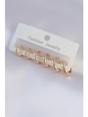 ALK Mey Ithalat® Pirinç Gold Renk Oval Küpe Seti