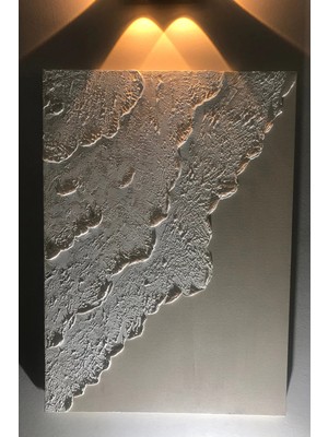 Moontime Alaçatı Wave Dokulu Alçı Tablo- El Yapımı 3 Boyutlu Kabartma Tablo(Köpük)