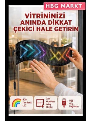 HBG Markt USB Girişli Rgb LED Tabela Ayarlanabilir Parlaklık Kayan Yazı