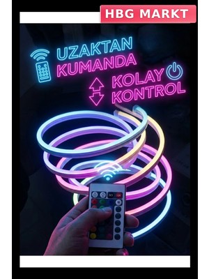 HBG Markt Rgb Akıllı LED Neon Şerit Işık 3 Metre Esnek Tasarım