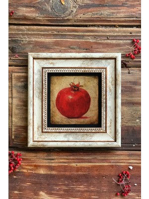 Moontime Alaçatı Nar Temalı Çerçeveli Taş Duvar Dekoru 20X20CM