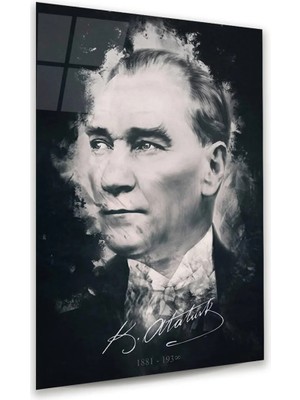 Moontime Alaçatı Atatürk Silüeti Dikey Cam Tablo