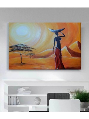 Moontime Alaçatı Yağlıboya Görünümlü Afrikalı Kadın Kanvas Tablo