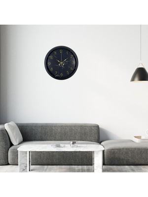 ALK Siyah 40 cm Mermer Desenli Metal Duvar Saati