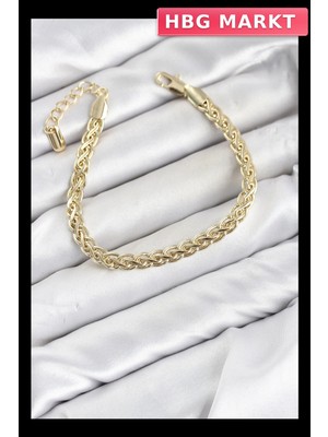 HBG Markt Zincir Model 14K Gold Kaplama Pirinç Kadın Bileklik