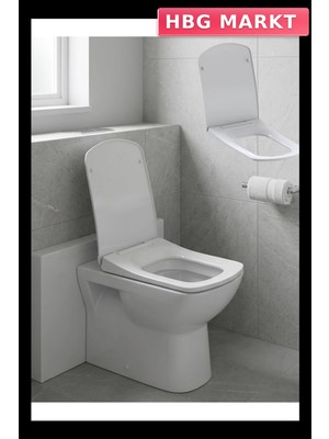 HBG Markt Kare Slim Klozet Kapağı Sessiz Kapanma Dayanıklı 1 Parça