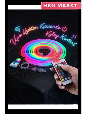 HBG Markt Rgb Akıllı LED Neon Şerit Işık 3 Metre