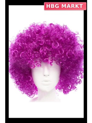 HBG Markt Mey Ithalat® Koyu Mor Renk Violet Afro Bonus Saç Peruk