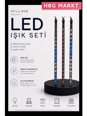 HBG Markt 10 Çubuklu Dekoratif LED Meteor Işık Seti Kayan Yıldız Efektli