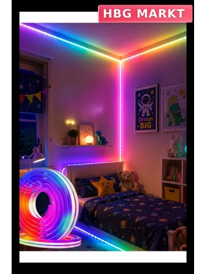 HBG Markt Akıllı Rgb Neon LED Şerit Işık: 16 Milyon Renk ile Dekoratif Aydınlatma